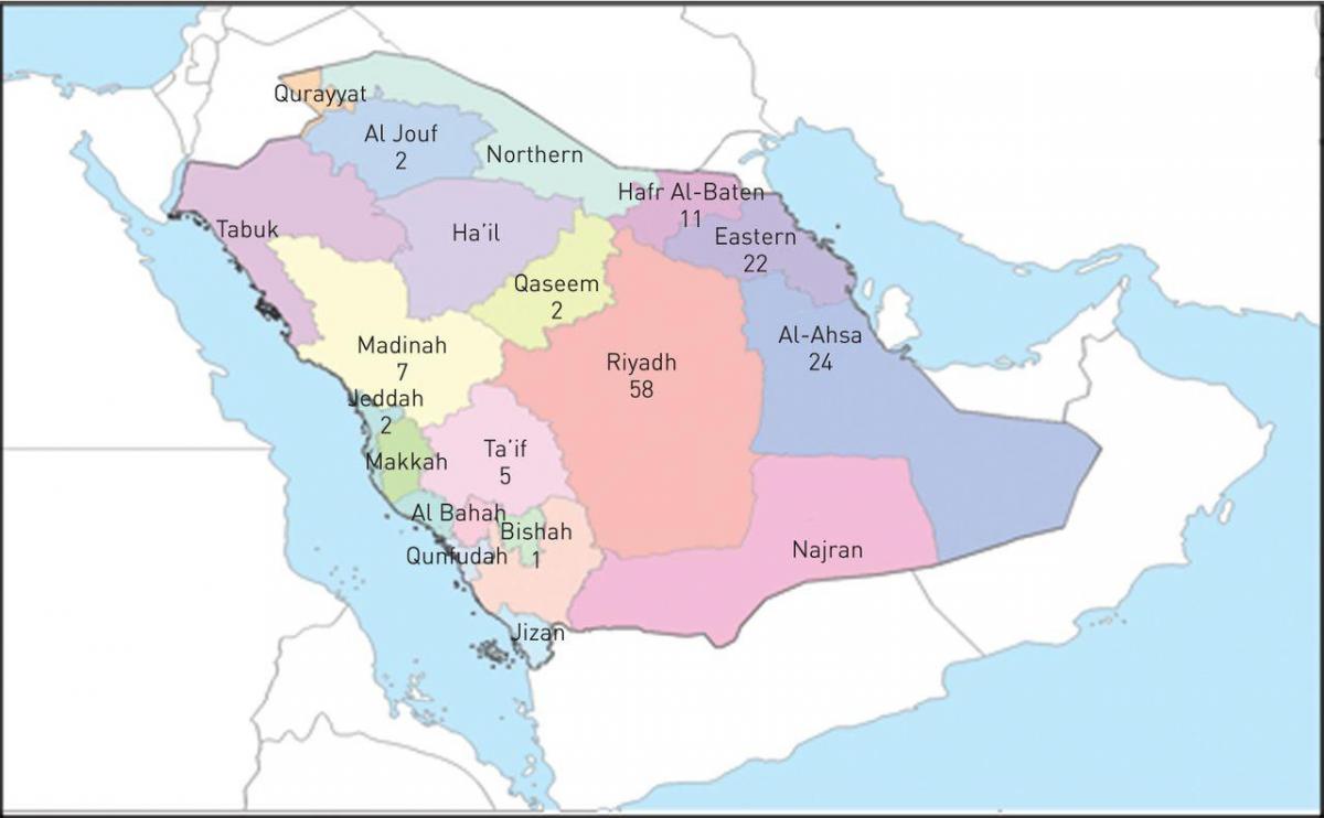 La carte de al ahsa Arabie Saoudite