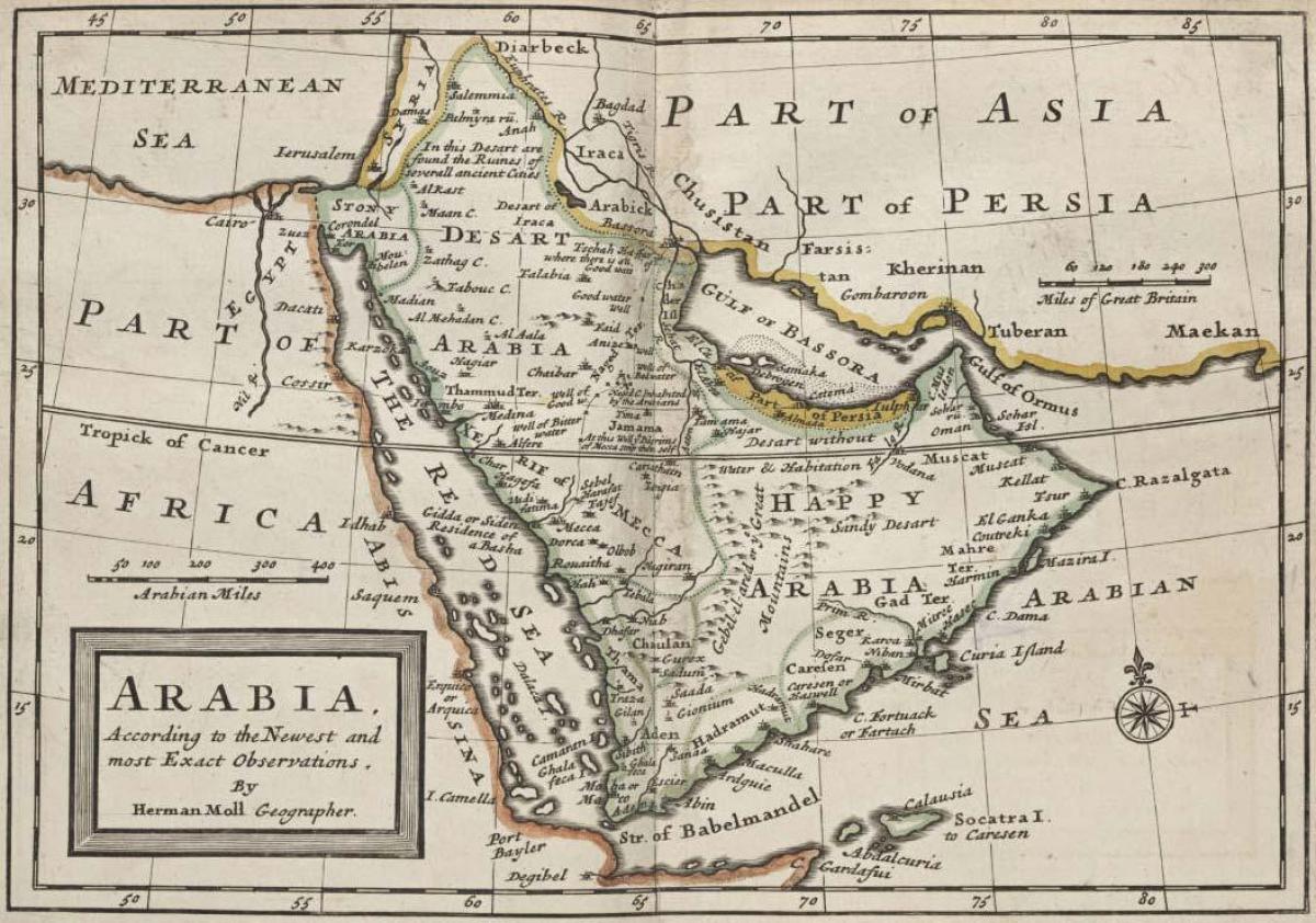 Carte de l'ancienne Arabie Saoudite