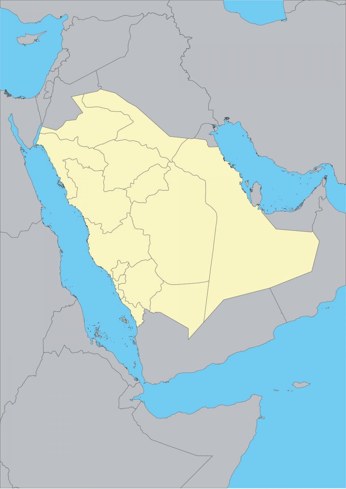 Carte du monde montrant l'Arabie Saoudite