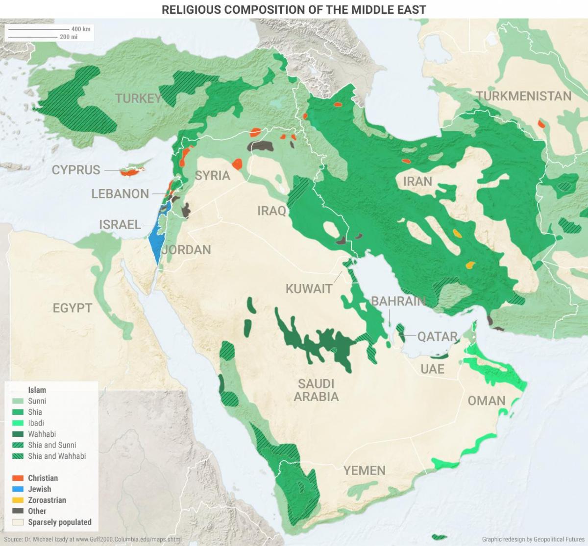 Carte de l'Arabie Saoudite religion