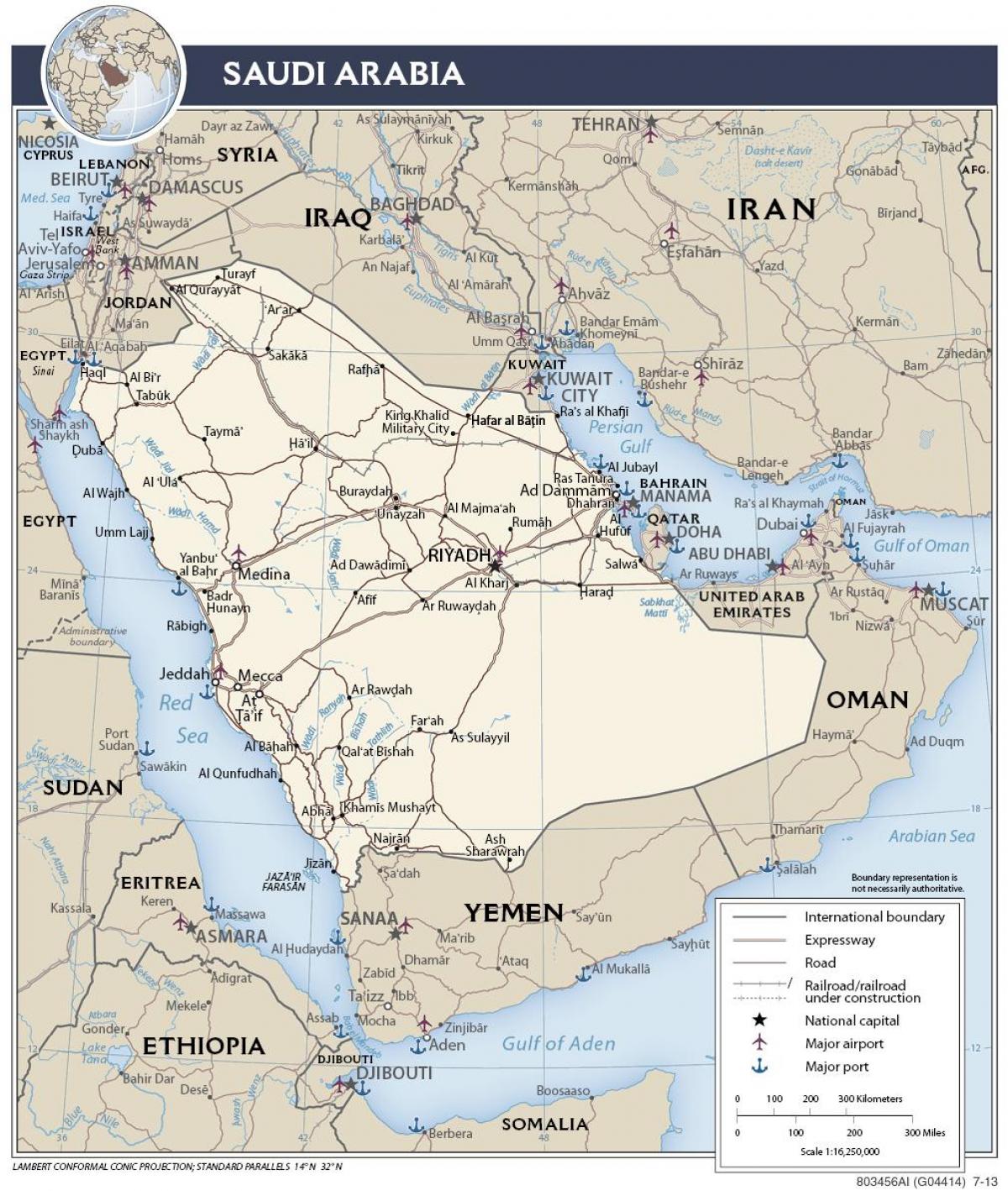 Carte de l'Arabie Saoudite ports