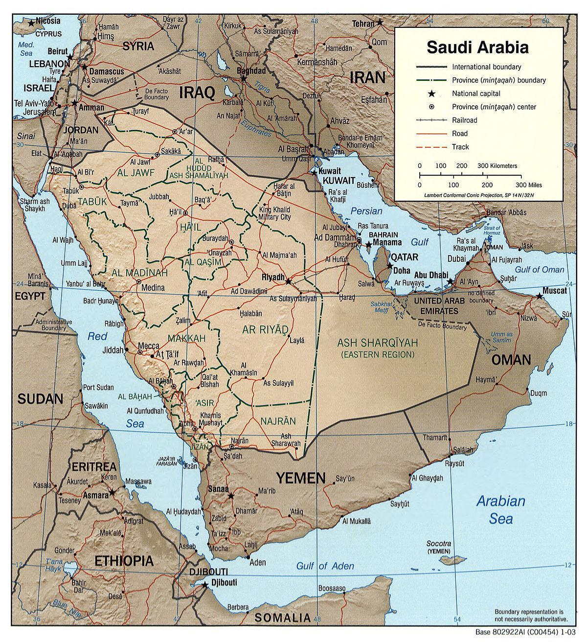 Carte de l'Arabie Saoudite de la rivière