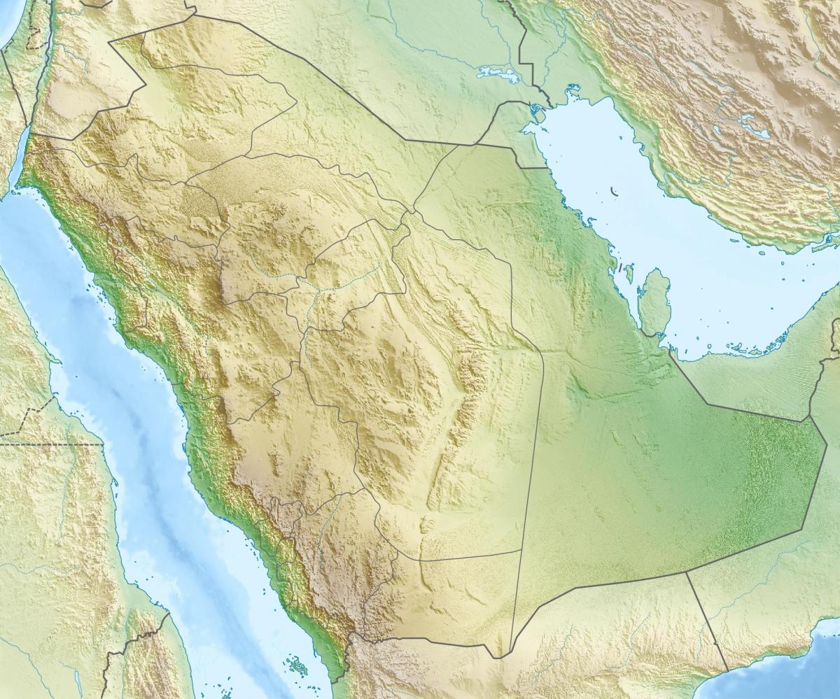 Carte de l'Arabie Saoudite montagnes