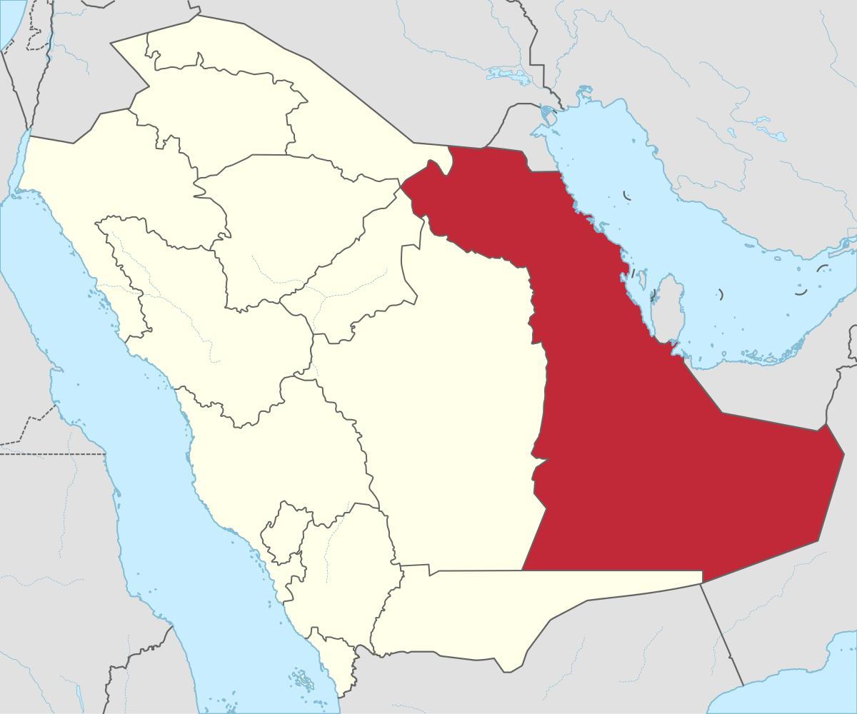 Carte de la province orientale de l'Arabie Saoudite