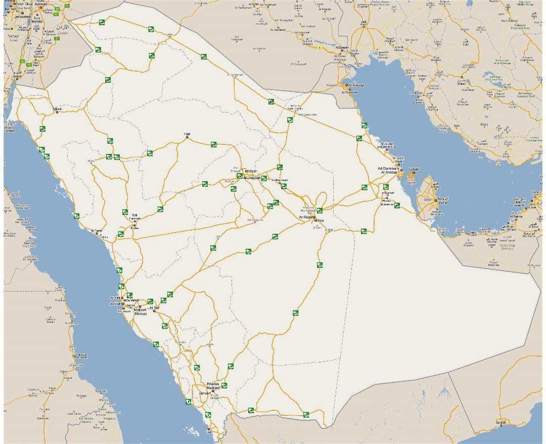 Carte détaillée de l'Arabie Saoudite