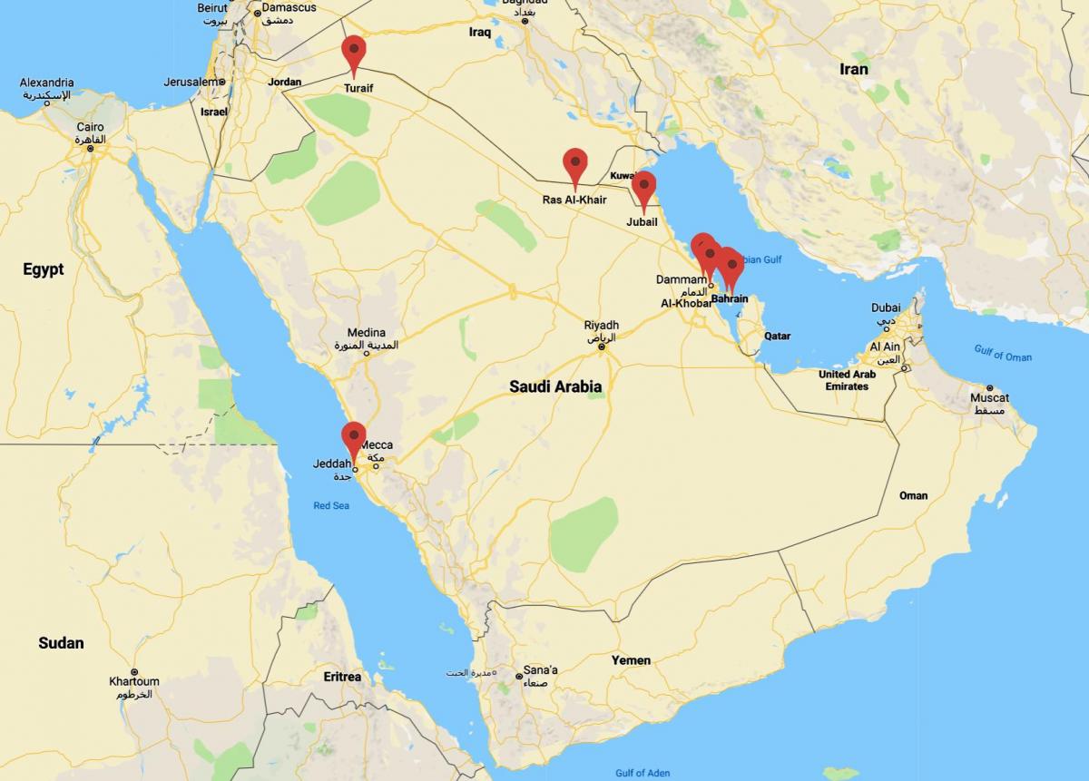 carte de l'Arabie Saoudite à al khobar