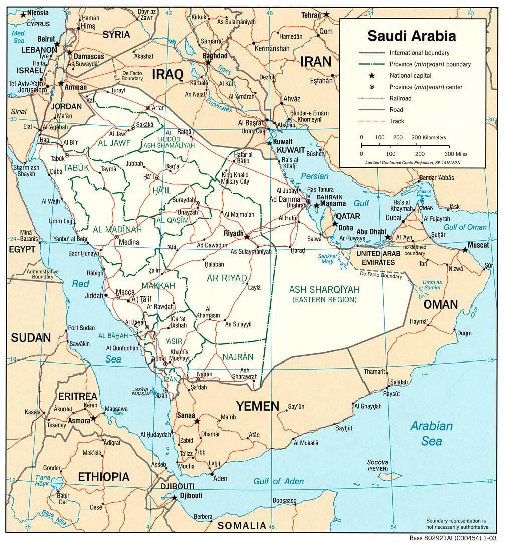 Carte de l'Arabie Saoudite itinéraire