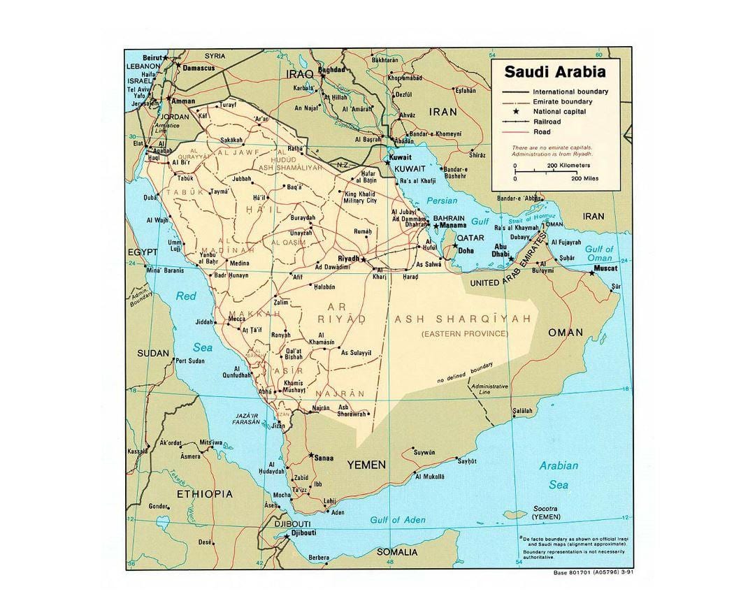 L'Arabie saoudite carte avec les principales villes