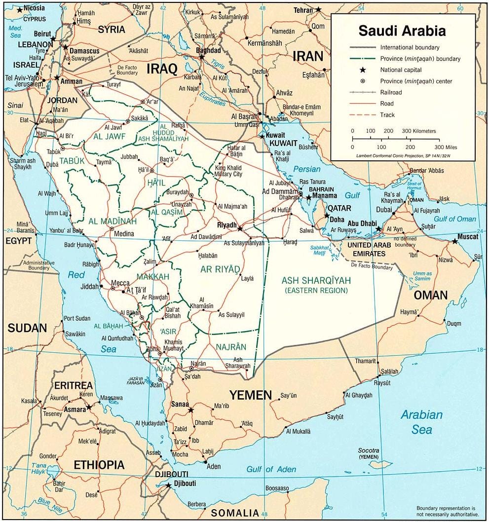 Carte de l'Arabie Saoudite en ligne