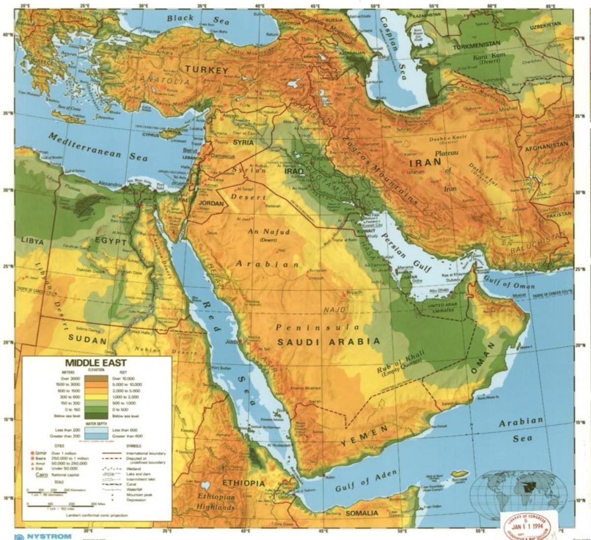 Carte de l'Arabie Saoudite désert