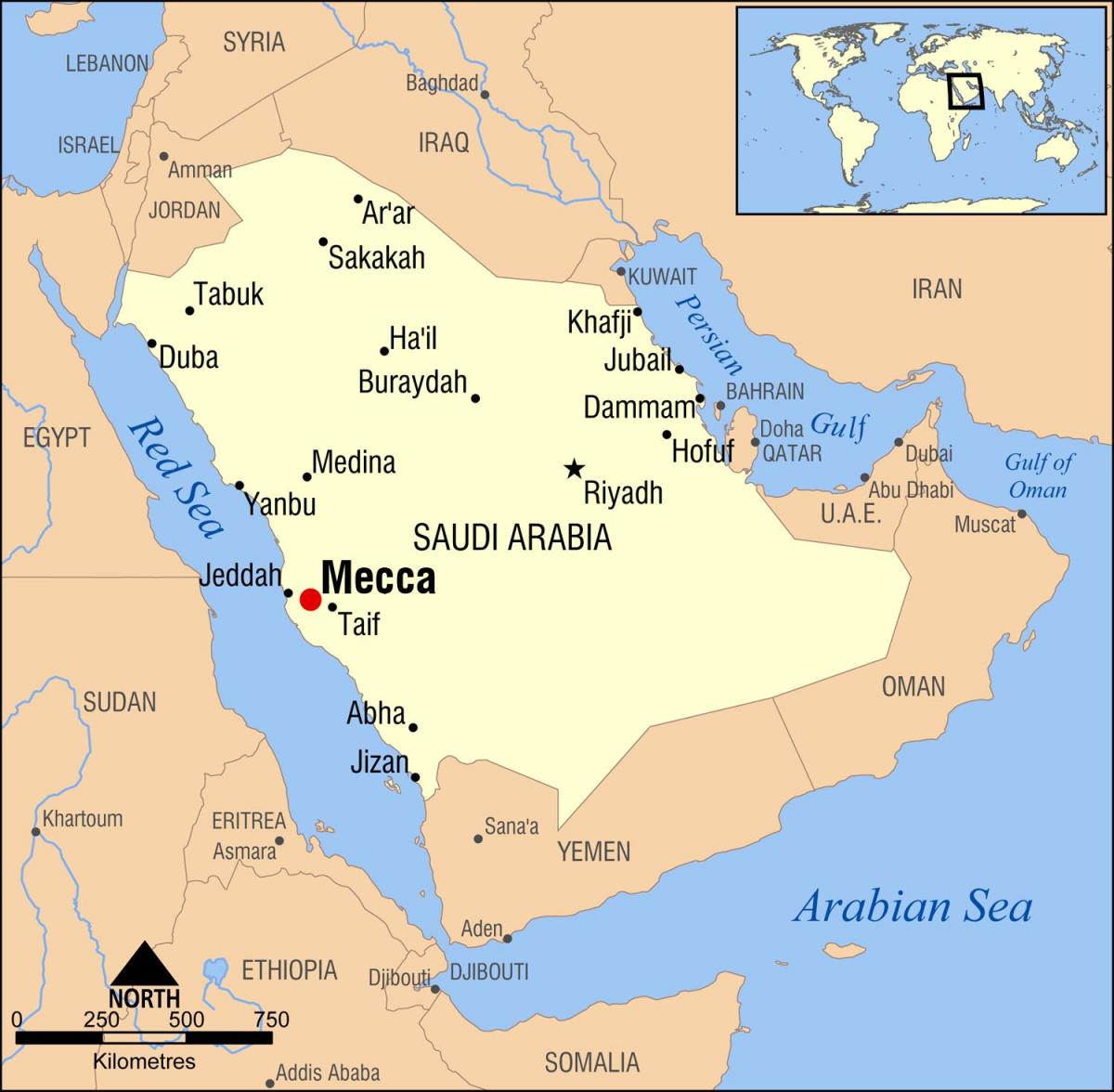 carte de la mecque en Arabie Saoudite