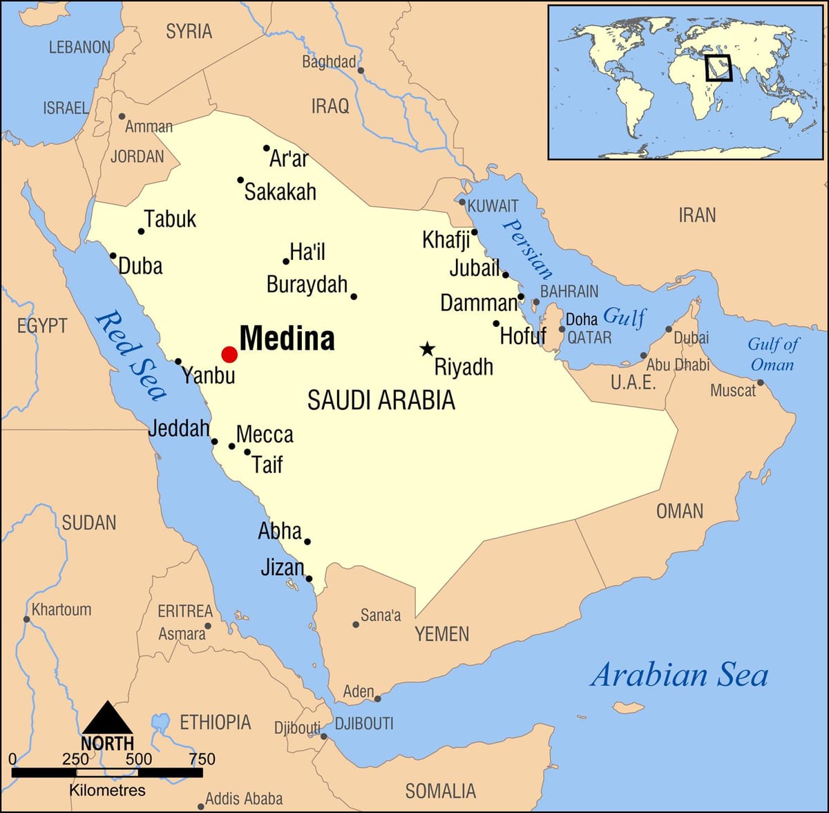 Carte de médine en Arabie Saoudite