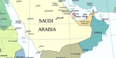 Carte de la péninsule d'Arabie Saoudite