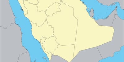 Carte du monde montrant l'Arabie Saoudite