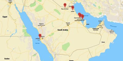 Carte de l'Arabie Saoudite à al khobar