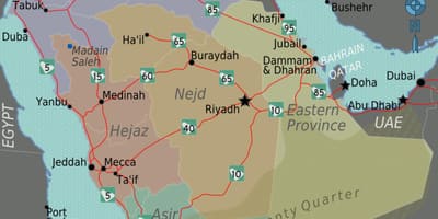 KSA carte avec les villes