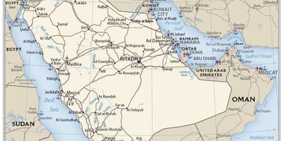 Carte de l'Arabie Saoudite, pays