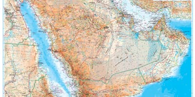 Carte de l'Arabie Saoudite topographiques