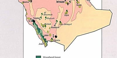 Carte de l'Arabie Saoudite ressources naturelles