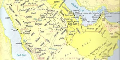 Carte de l'Arabie Saoudite tribus
