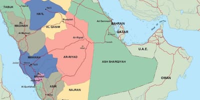 Carte de l'Arabie Saoudite villes