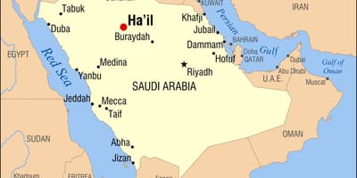 Carte de grêle de l'Arabie Saoudite