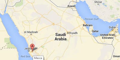 Carte de la mecque en Arabie Saoudite